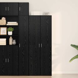 Rustic Wooden Buffet Cabinet Black Oak Storage Sideboard Dining Room Furniture