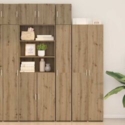 2-Piece Storage Cabinet with Adjustable Shelves Doors Brown Sideboard Furniture