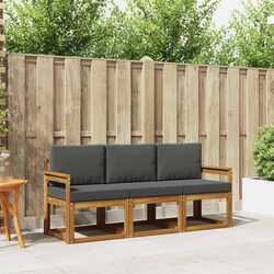 Outdoor Sofa Set 3 Piece Garden Furniture with Cushions Acacia Wood Lounge