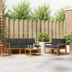 Outdoor Sofa Set 6 Piece Garden Furniture Modular Lounge with Cushions Brown