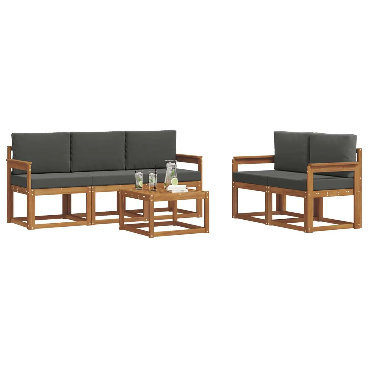 Outdoor Sofa Set 6 Piece Garden Furniture Modular Lounge with Cushions Brown