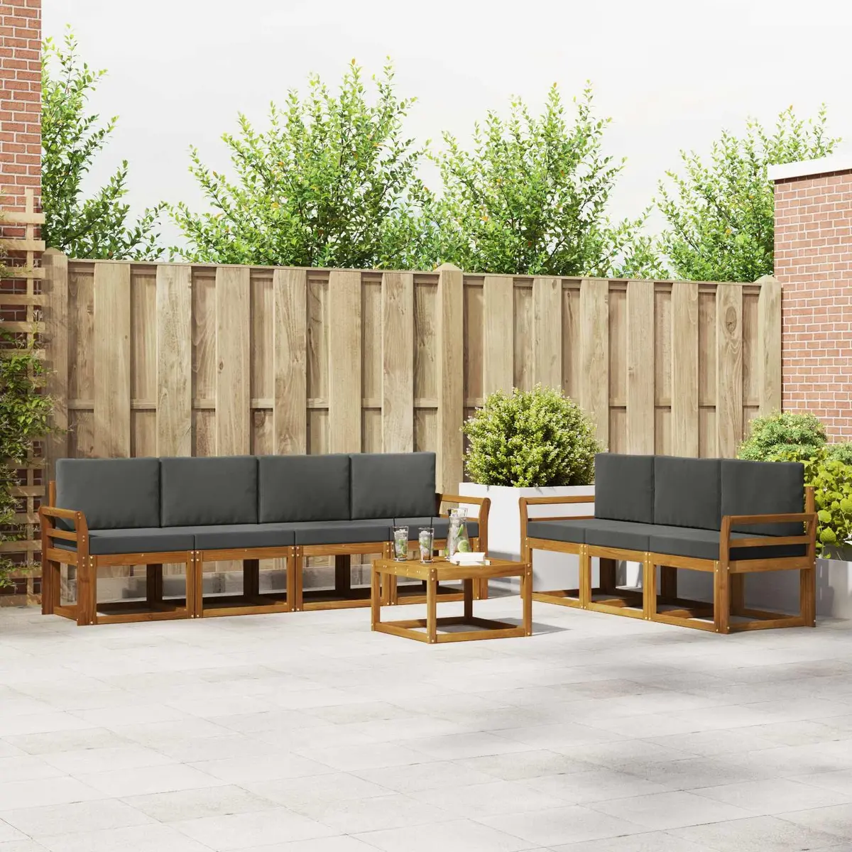 Outdoor Sofa Set 8 Pieces Garden Furniture Modular Lounger Acacia Wood Cushion