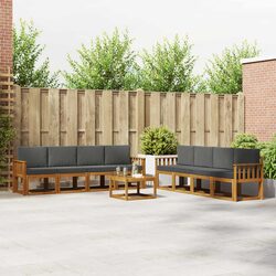 Outdoor Sectional Sofa Set 9 Piece Garden Furniture with Cushions Brown
