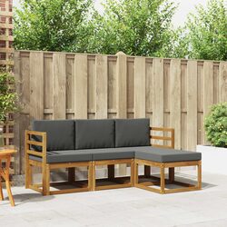 Outdoor Sofa Set 4 Piece Garden Furniture Acacia Wood Cushion Patio Lounge