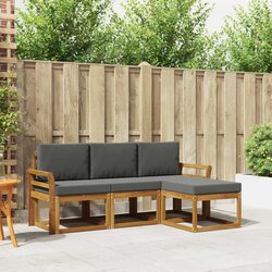 Outdoor Sofa Set 4 Piece Acacia Wood Garden Furniture with Cushions Patio