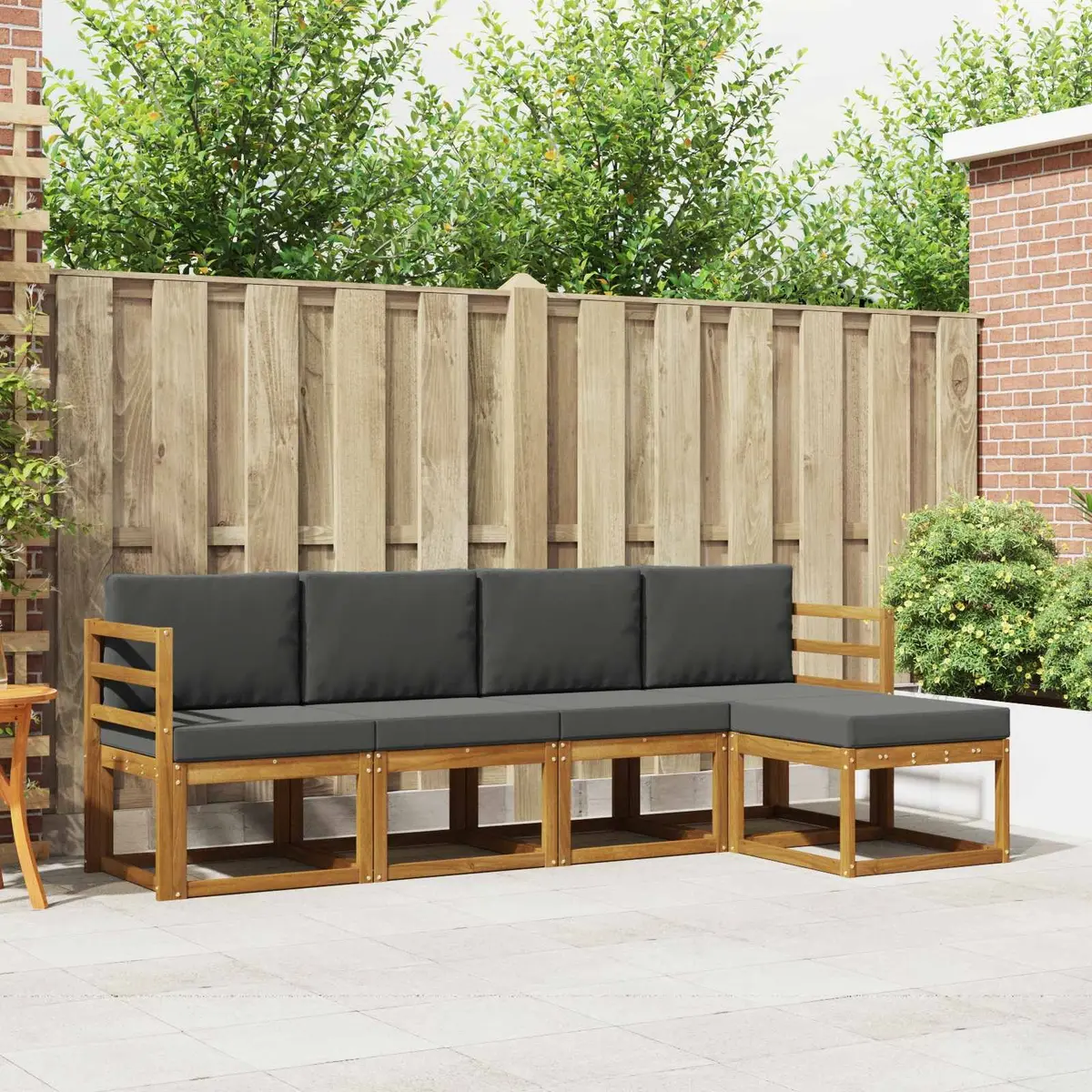 Outdoor Sofa Set 5 Piece Garden Sectional Lounge Solid Acacia Wood Brown
