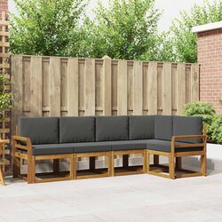 Outdoor Sofa Set 5 Piece Garden Furniture with Cushions Brown Patio Lounge