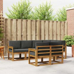 Outdoor Sectional Sofa Set 7 Pieces Garden Patio Furniture with Cushions Brown