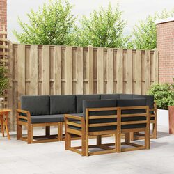 Outdoor Sectional Sofa Set 7pc Garden Patio Furniture with Cushions Brown