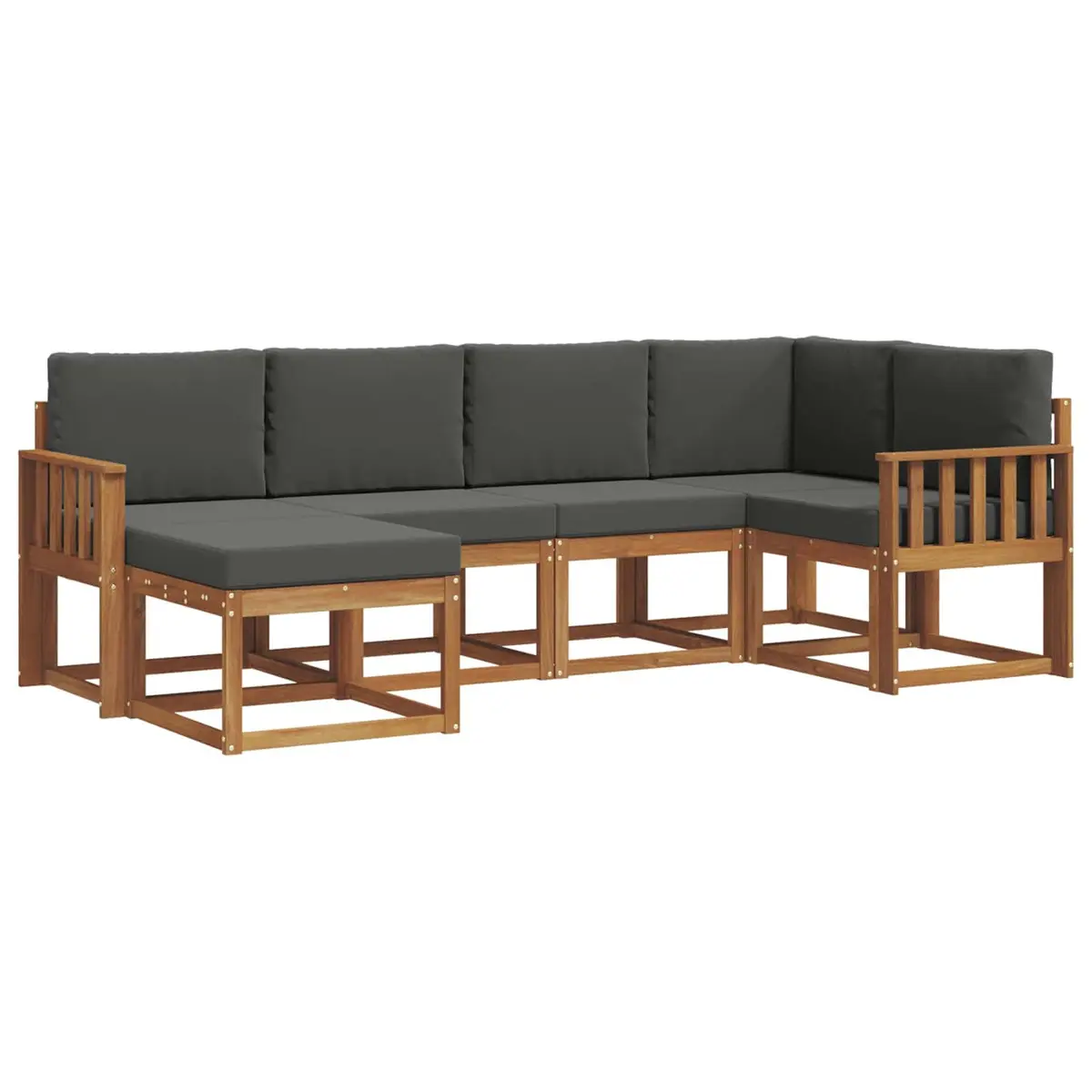 Outdoor Sofa Set 6 Pieces Garden Furniture with Cushion Natural Anthracite Brown