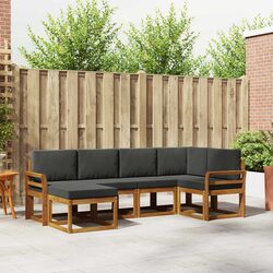 Outdoor Sofa Set 6 Pcs Garden Furniture Modular Lounge with Cushions Natural