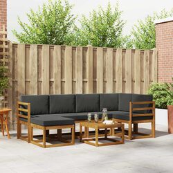 Outdoor Sofa Set 7 Piece Garden Furniture Modular Lounge with Cushions Brown