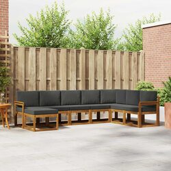 Outdoor Sofa Set 8 Pieces Modular Garden Patio Furniture with Cushions Brown
