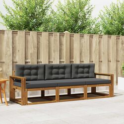 Outdoor Sofa Set 3 Pcs Sectional Garden Patio Furniture Modular Brown Wood