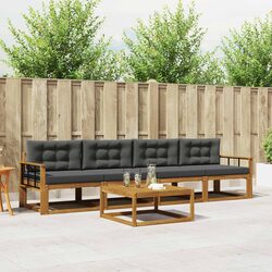 Outdoor Sectional Sofa Set 5 Piece Garden Patio Furniture with Cushions Brown