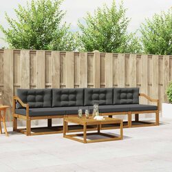Outdoor Sectional Sofa Set 5 Piece Garden Patio Furniture Brown Cushion