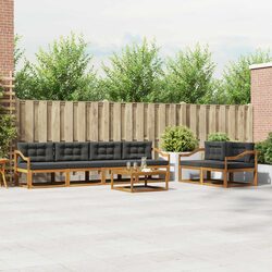 Outdoor Sectional Sofa Set 7 Piece Garden Patio Furniture with Cushions Natural