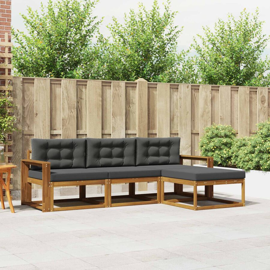 Outdoor Sectional Sofa Set 4 Pieces Modular Garden Patio Furniture with Cushions
