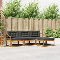 Outdoor Sectional Sofa Set 4 Pieces Modular Garden Patio Lounge Furniture Brown