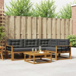 Outdoor Sofa Set 5 Piece Modular Garden Patio Furniture with Cushions Brown