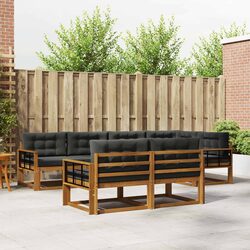 Outdoor Sectional Sofa Set 7 Pieces Modular Garden Patio Furniture Brown