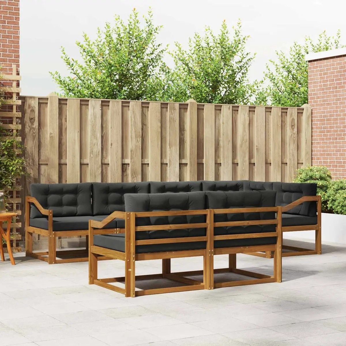 Outdoor Sofa Set Modular Sectional 8 Piece Brown Acacia Wood