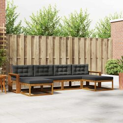 Outdoor Sofa Set 6 Pieces Garden Patio Furniture Lounger with Cushions Brown