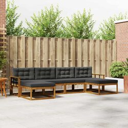 Outdoor Sofa Set 6 Piece Garden Furniture Patio Lounge with Cushions Brown