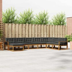 Outdoor Sectional Sofa Set 8pcs Garden Patio Furniture Brown with Cushions