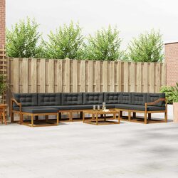 Outdoor Sectional Sofa Set 9 Pieces Garden Patio Furniture with Cushions Brown