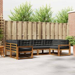 Outdoor Sectional Sofa Set 6 Pcs Garden Patio Furniture with Cushions Brown