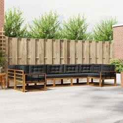 Outdoor Sectional Sofa Set 7 Pcs Garden Patio Furniture with Cushions Brown