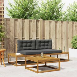 Outdoor Sectional Sofa Set Modular Garden Patio Seating Brown Acacia Wood