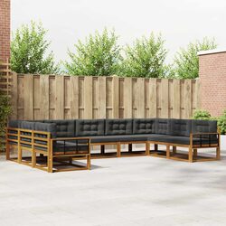 Outdoor Sectional Sofa Set 9 Pieces Garden Patio Furniture Lounge with Cushions