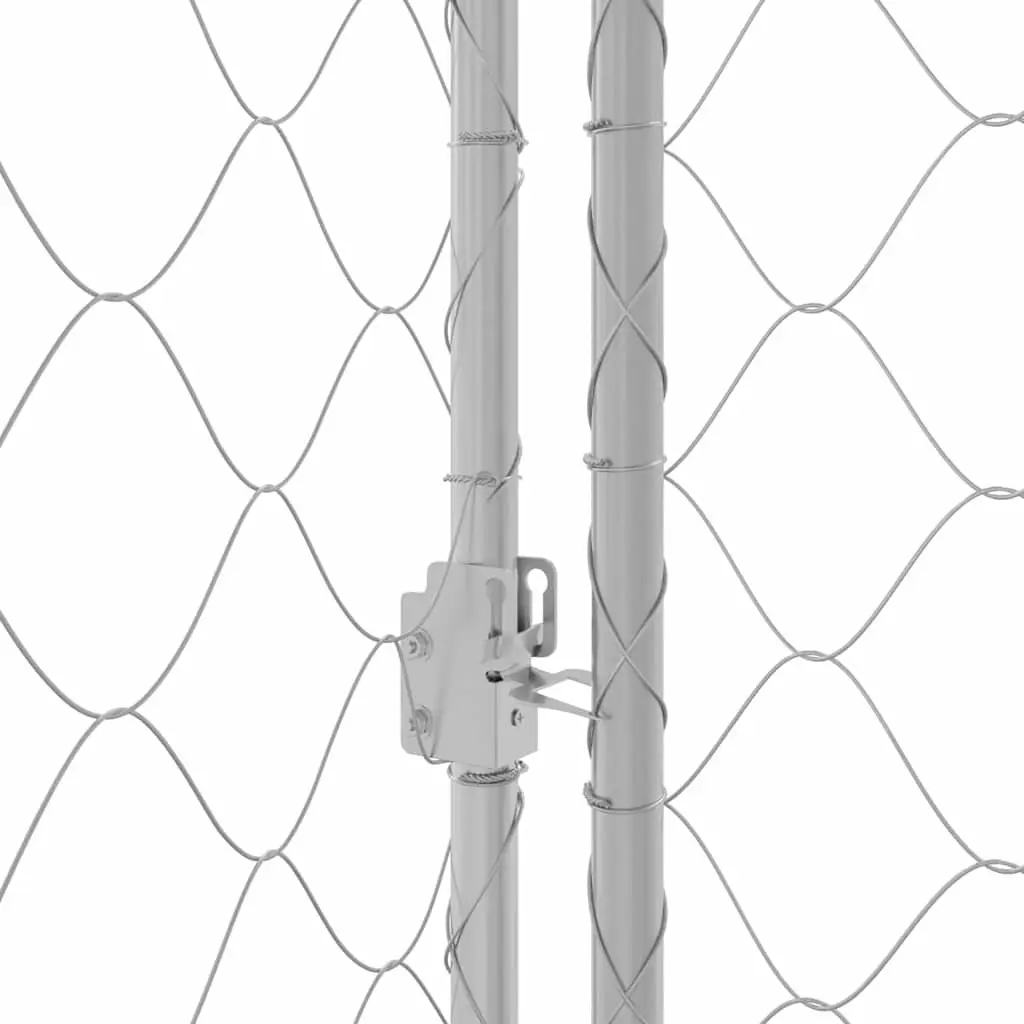 Dog Cage Outdoor Kennel Run Enclosure Large Breed Steel Frame Silver