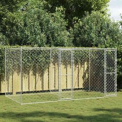 Dog Cage 400x200x200cm Silver Galvanised Steel Outdoor Large Breed Run Pen