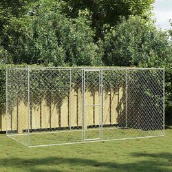 Dog Cage Silver 400 x 200 x 200 cm Galvanised Steel Outdoor Pet Kennel Run