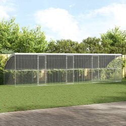 Chicken Cage 4 pcs Silver 800 x 200 x 200 cm Outdoor Poultry Habitat Run Coop