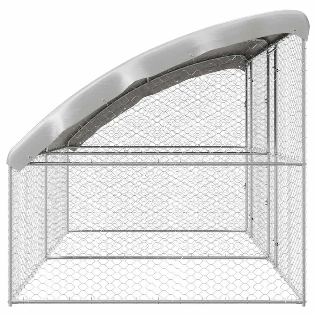Dog Kennel Galvanised Steel Outdoor Pet Run Enclosure 4 x 2 x 2 m Silver 2 Piece
