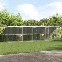 Dog Kennel 4 pcs Silver 8 x 2 x 2 m Galvanised Steel Frame Outdoor Pet Run