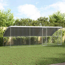 Dog Kennel 3 pcs Silver 6 x 2 x 2 m Outdoor Pet Run Enclosure Galvanised Steel