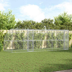 Dog Kennel 3 pcs Silver 6 x 2 x 2 m Outdoor Pet Run Enclosure Lockable