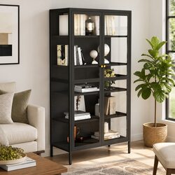 Display Cabinet Anthracite Storage Unit Adjustable Shelves Home Furniture