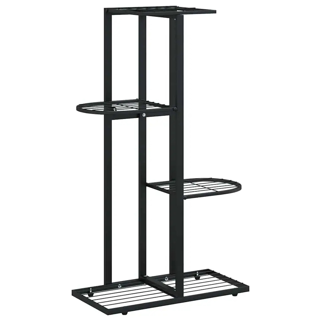 Metal Plant Stand 4-Tier Display Rack Black Durable Organizer for Home and Garden