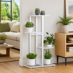 4-Tier Plant Stand Metal White Flower Rack Display Shelf Garden Home Decoration