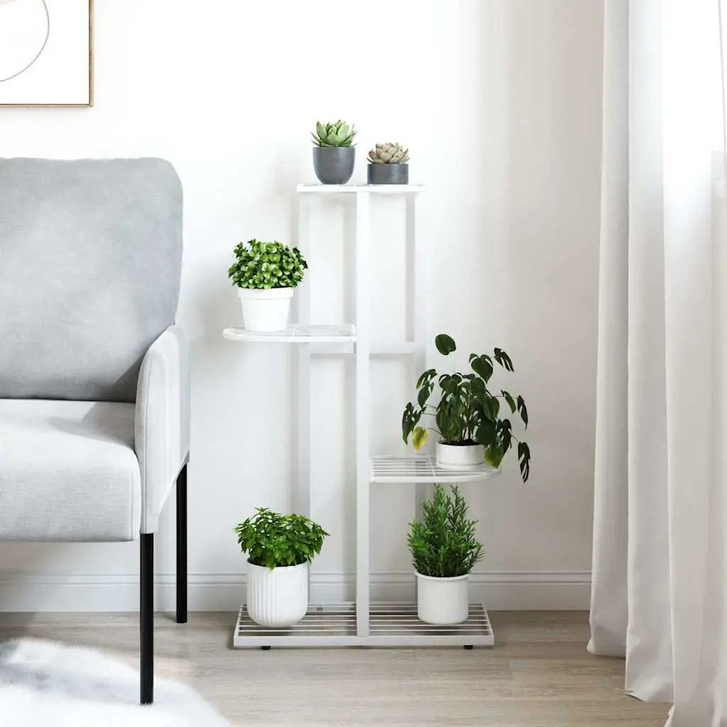 4-Tier Plant Stand Metal White Flower Rack Display Shelf Garden Home Decoration