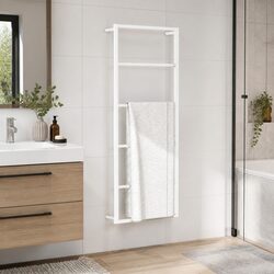 Towel Rack Wall Mount Bathroom Storage Steel White 45x10x115 cm Holder