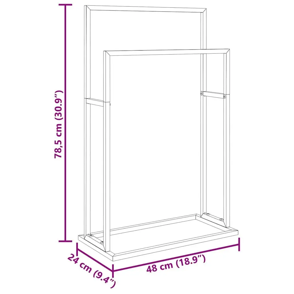 Freestanding Towel Rack 2 Tier Iron Bathroom Storage Holder Black