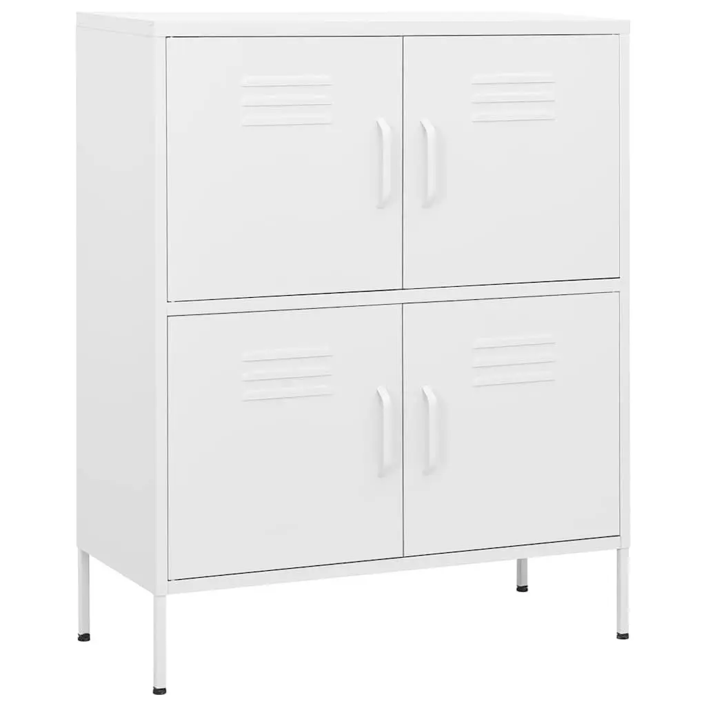 Steel Storage Cabinet White 2 Adjustable Shelves Home Organization