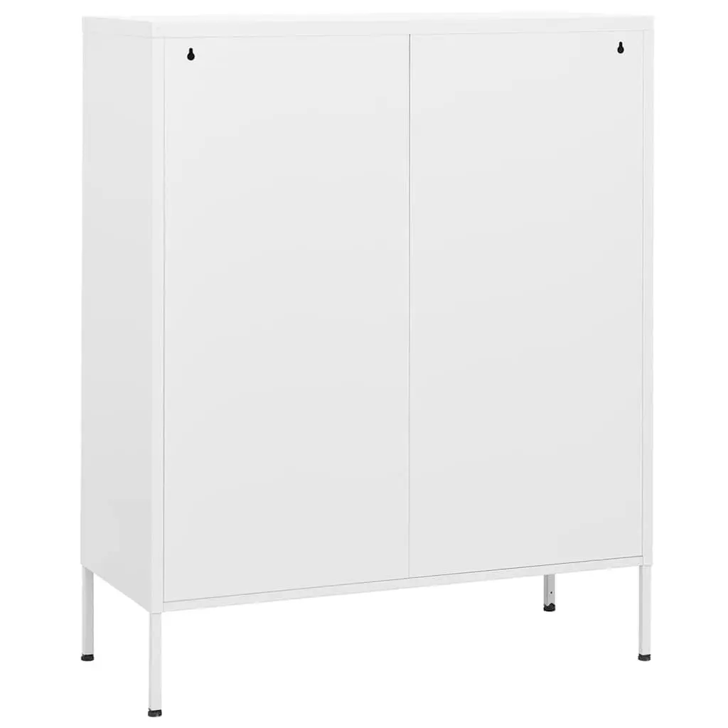 Steel Storage Cabinet White 2 Adjustable Shelves Home Organization